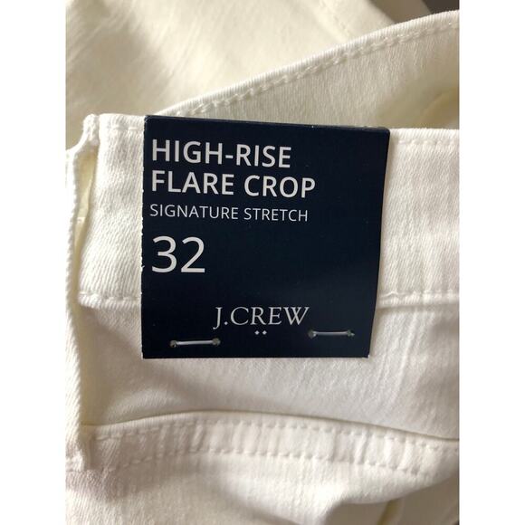 J. Crew Signature Stretch Jeans Flare Crop High-Rise White Denim NWT Size 32 - Picture 5 of 8